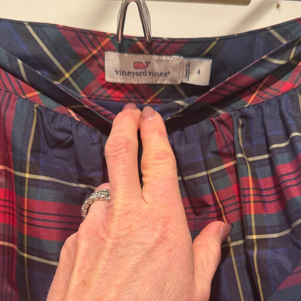 Vineyard Vines Festive Skirt in Red & Blue Plaid - Picture 2 of 3